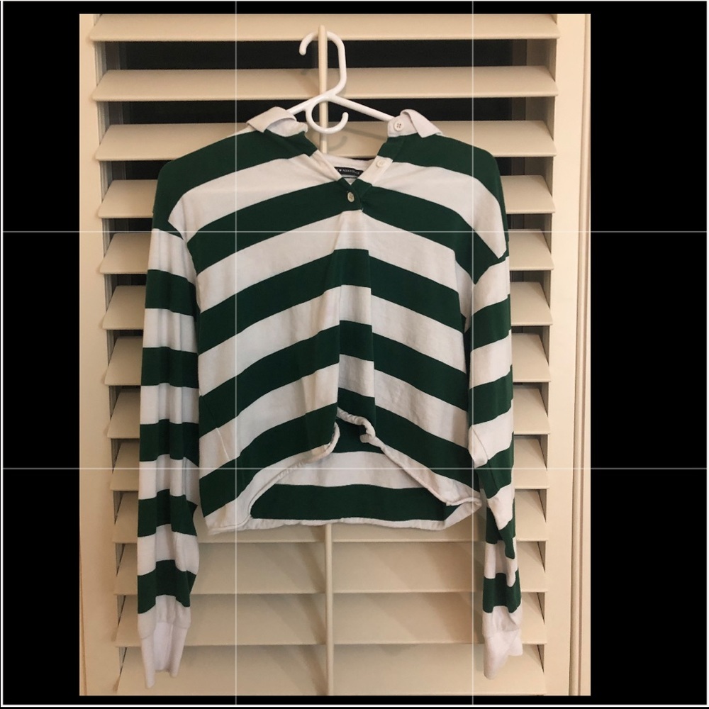 Brandy Melville green and white shirt